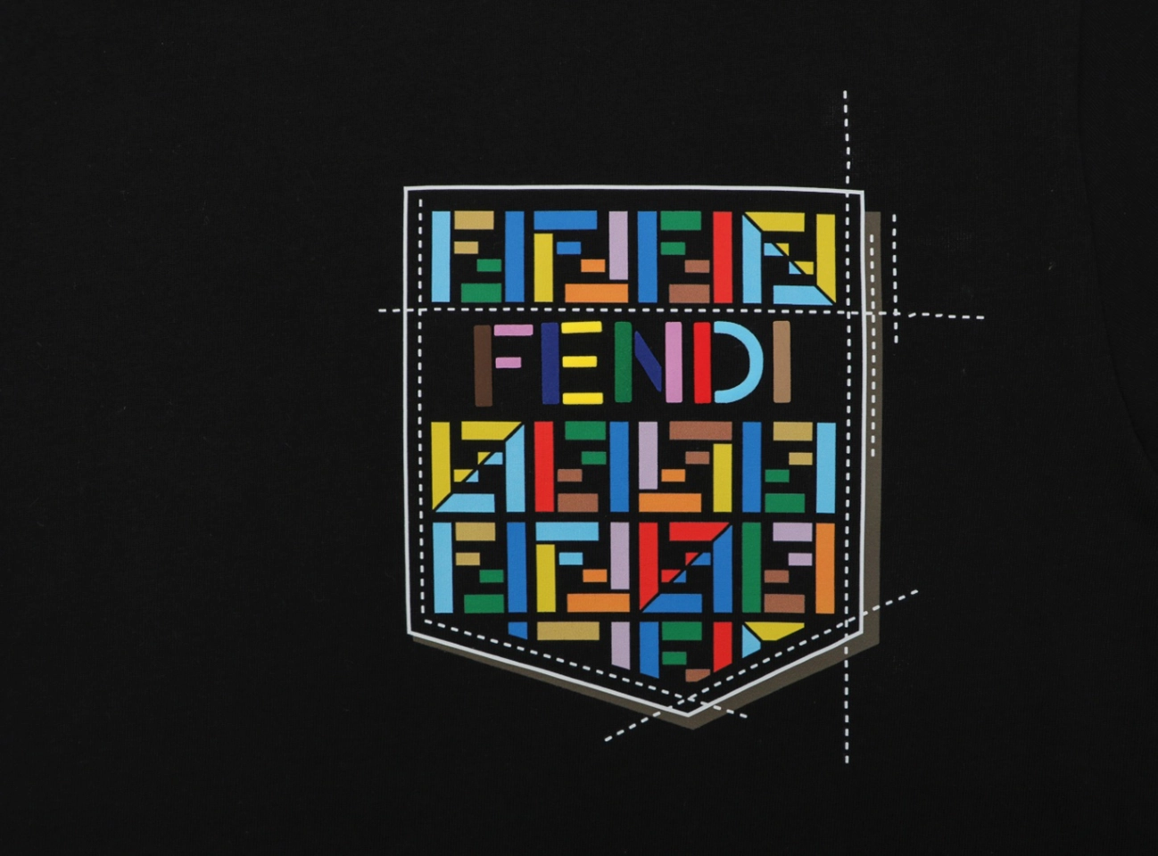Fendi Color FF Pocket Graphic T-Shirt Black Pocket