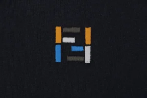 Fendi Contrast Collar FF Embroidered T-Shirt Front Brand