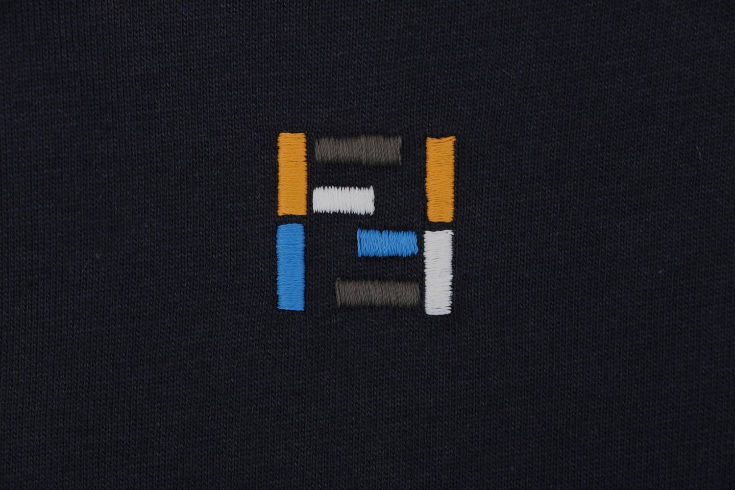 Fendi Contrast Collar FF Embroidered T-Shirt Front Brand