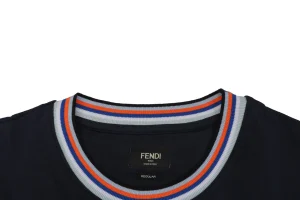 Fendi Contrast Collar FF Embroidered T-Shirt Collar