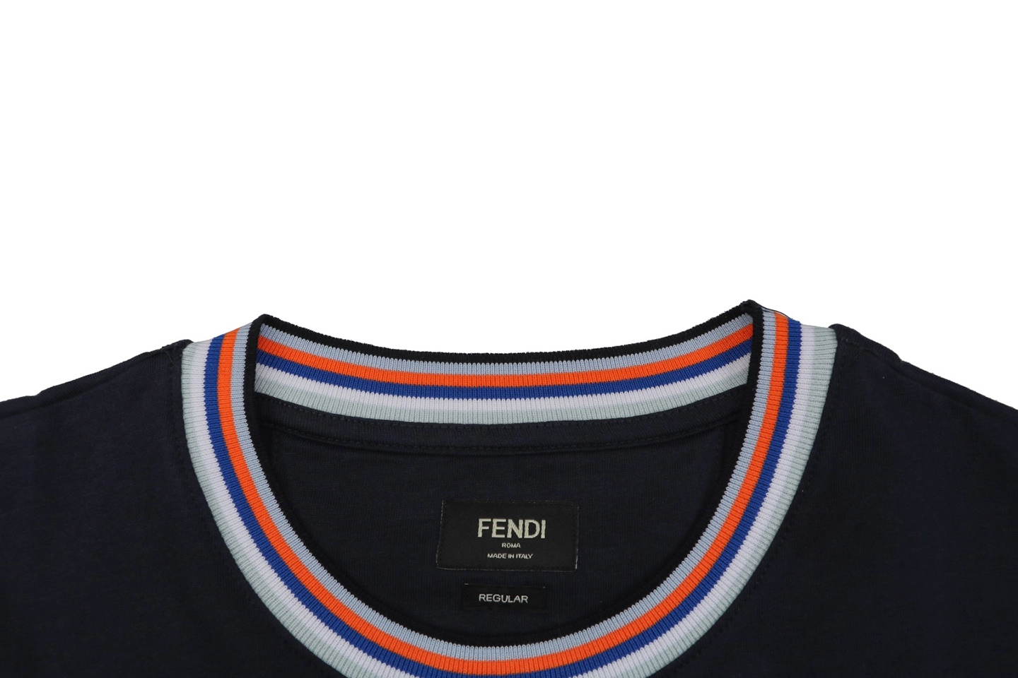 Fendi Contrast Collar FF Embroidered T-Shirt Collar