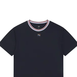 Fendi Contrast Collar FF Embroidered T-Shirt