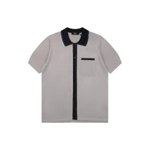 Fendi Contrast Placket Knitted T-Shirt Front view