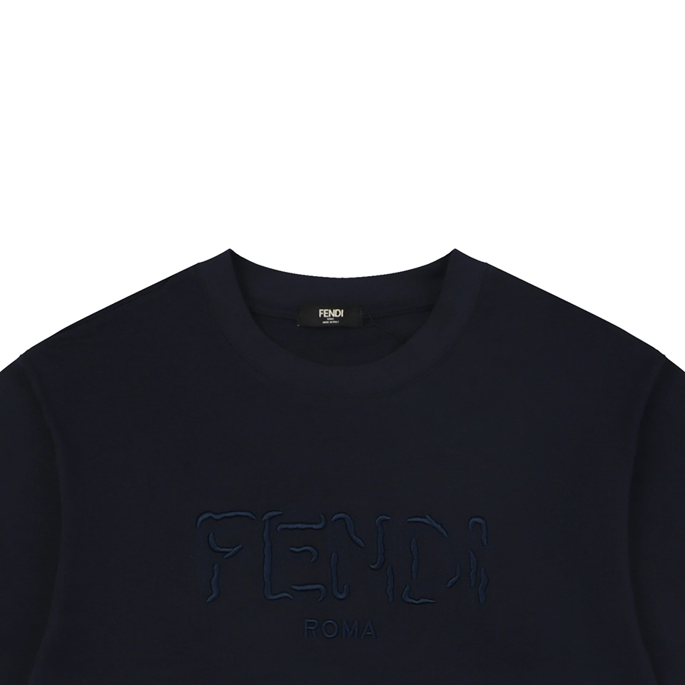 Fendi FD Cutwork Embroidered Logo T-Shirt Black