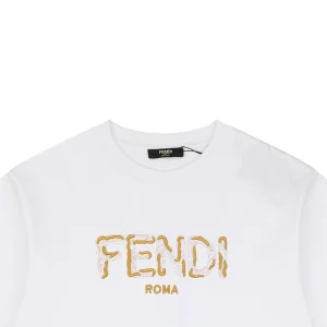 Fendi FD Cutwork Embroidered Logo T-Shirt White