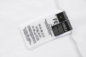 Fendi FD Cutwork Embroidered Logo T-Shirt White Wash label