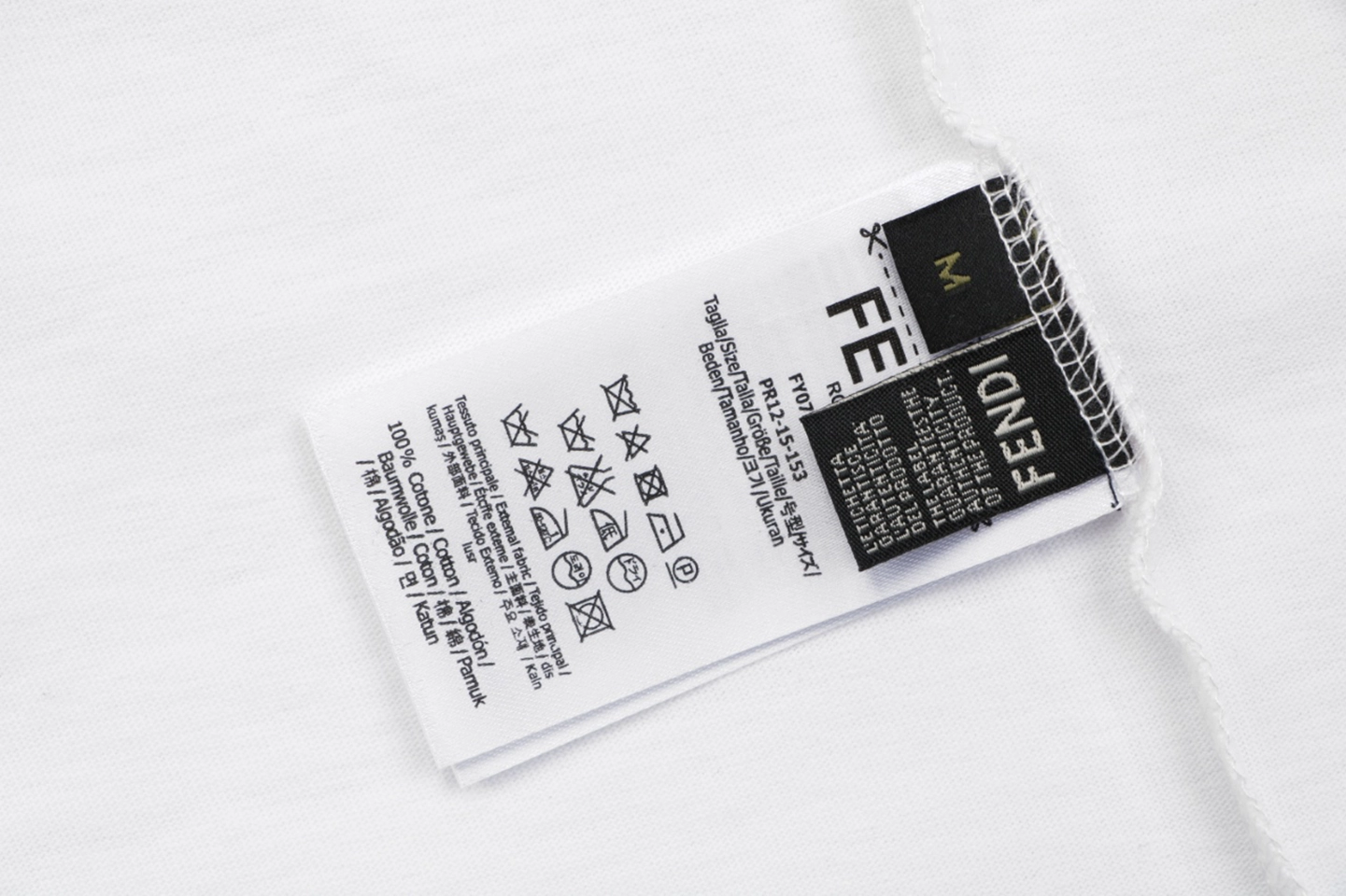 Fendi FD Cutwork Embroidered Logo T-Shirt White Wash label