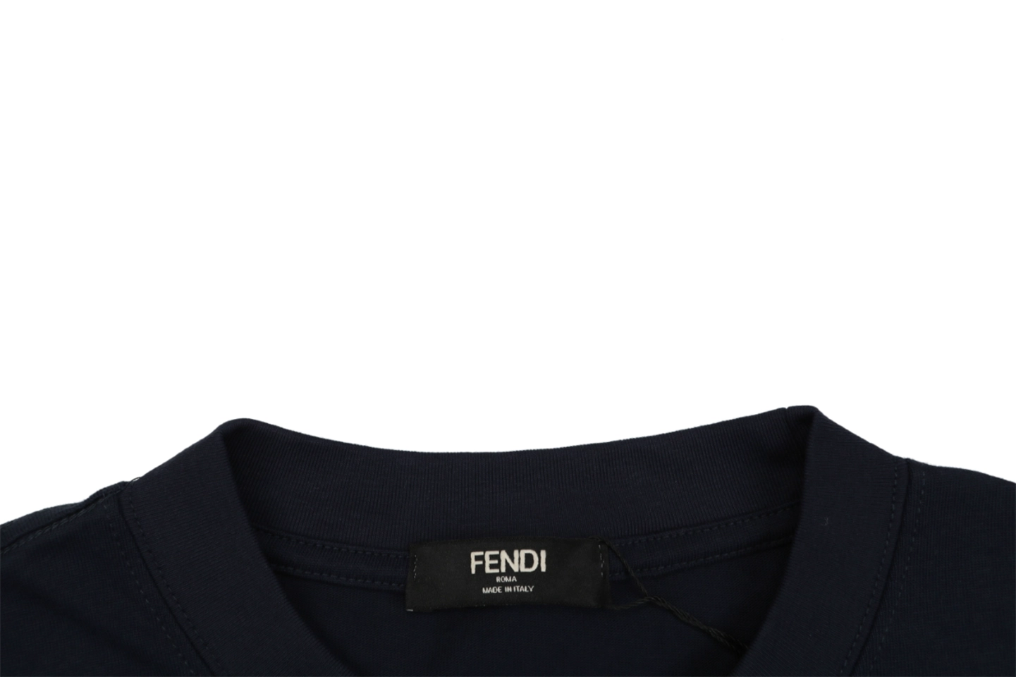 Fendi FD Cutwork Embroidered Logo T-Shirt Black Collar