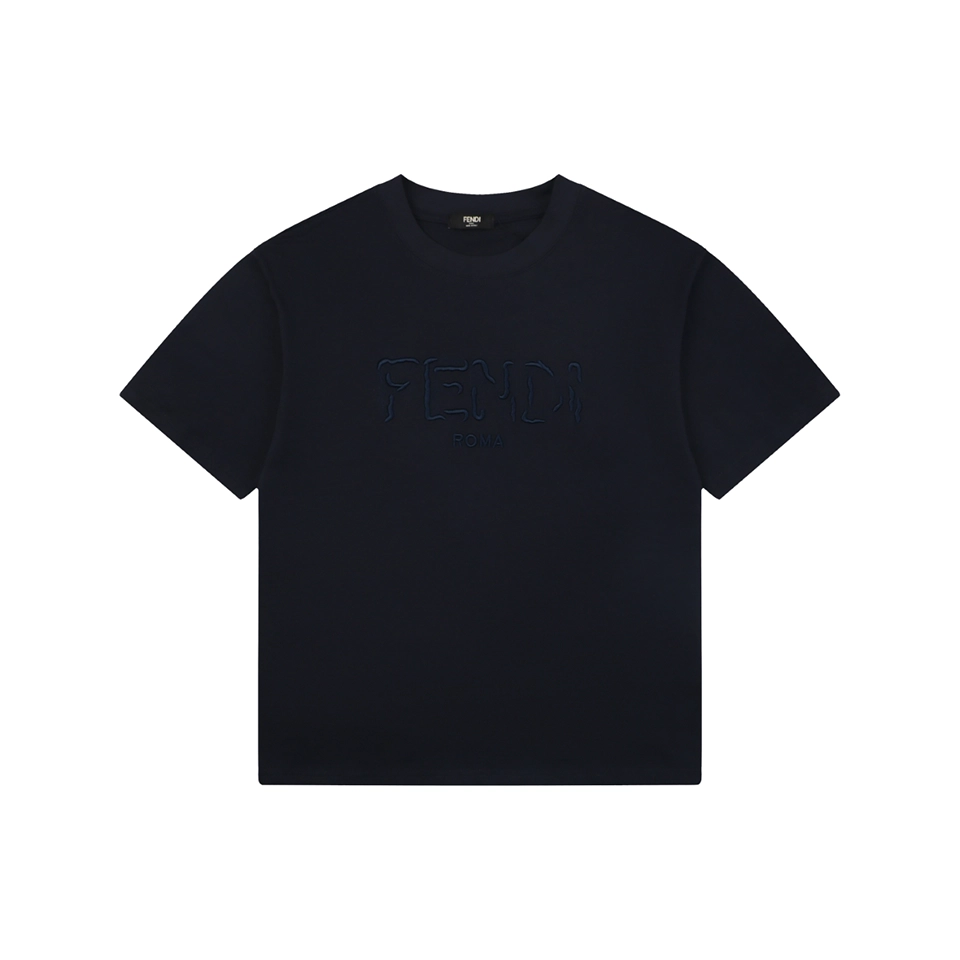 Fendi FD Cutwork Embroidered Logo T-Shirt Black Front view