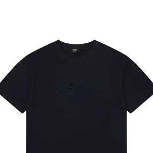 Fendi FD Cutwork Embroidered Logo T-Shirt Black