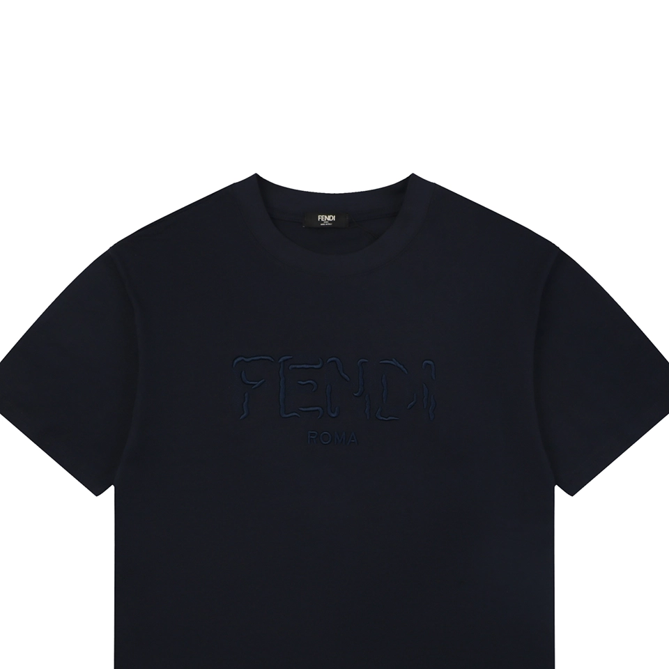 Fendi FD Cutwork Embroidered Logo T-Shirt Black