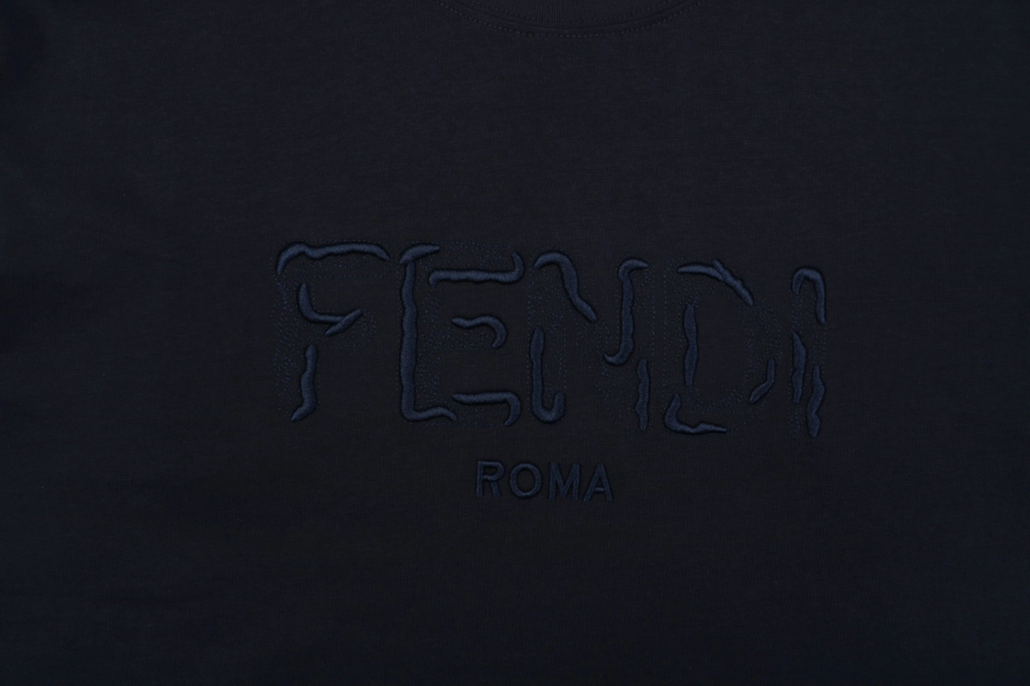 Fendi FD Cutwork Embroidered Logo T-Shirt Black