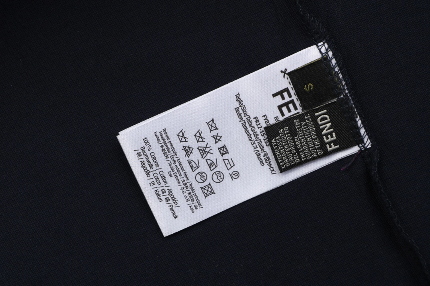Fendi FD Cutwork Embroidered Logo T-Shirt Black Wash label