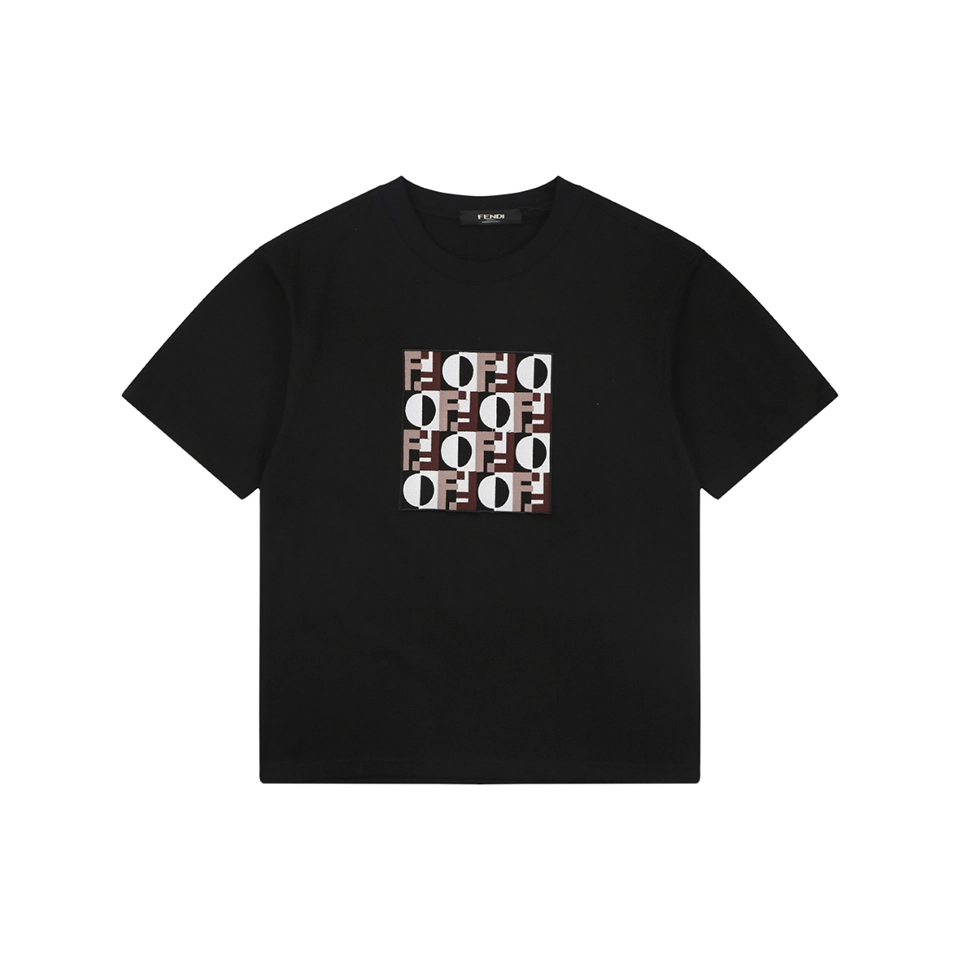 Fendi FF Matrix Embroidered T-Shirt Black Front view