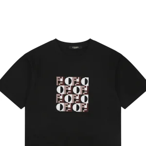Fendi FF Matrix Embroidered T-Shirt Black