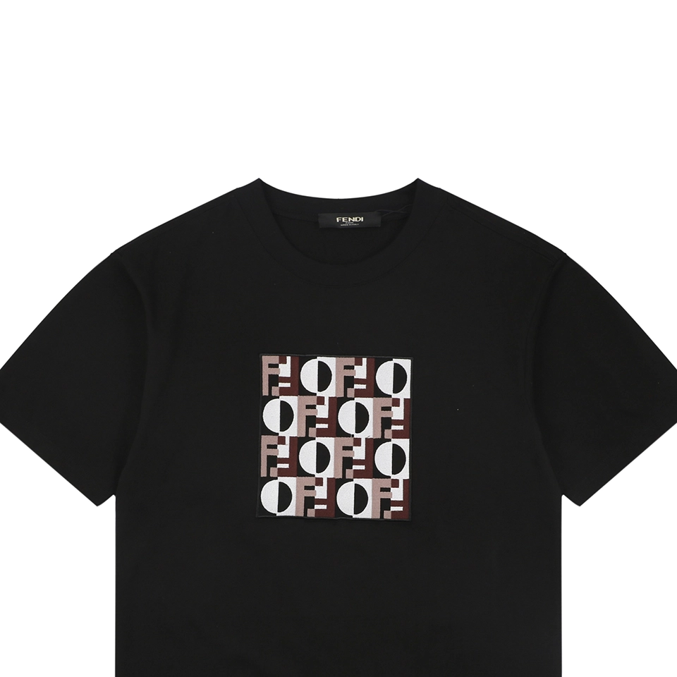 Fendi FF Matrix Embroidered T-Shirt Black