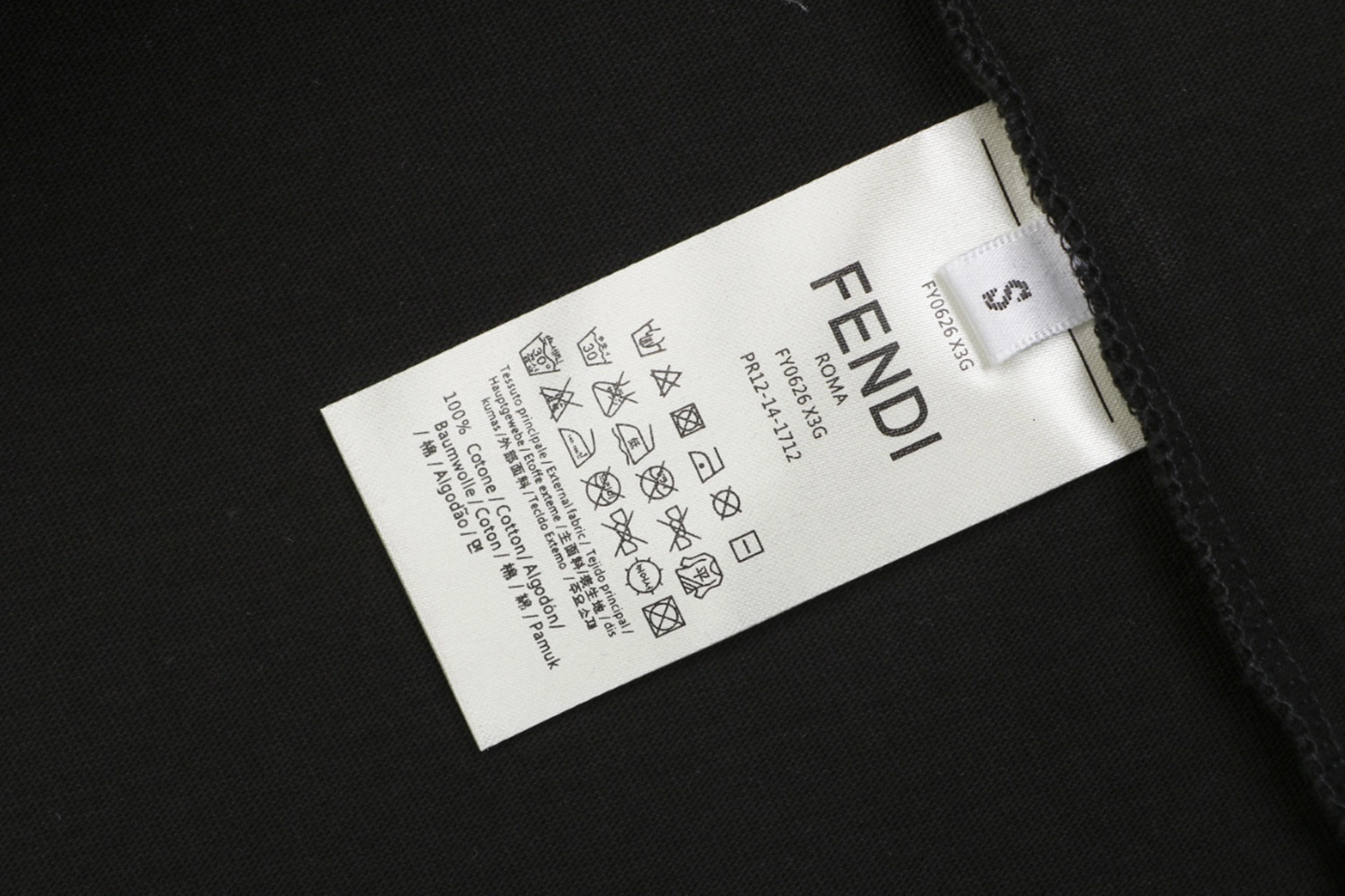 Fendi FF Matrix Embroidered T-Shirt Black Wash label