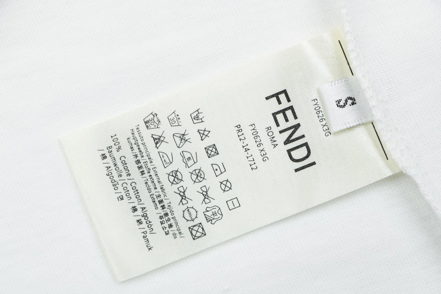 Fendi FF Matrix Embroidered T-Shirt White Wash label