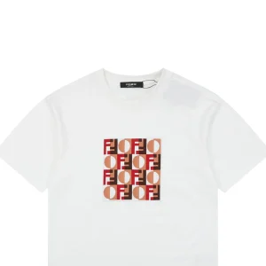Fendi FF Matrix Embroidered T-Shirt White