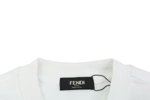 Fendi FF Matrix Embroidered T-Shirt White Collar