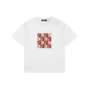 Fendi FF Matrix Embroidered T-Shirt White Front view