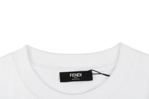 Fendi Gradient Logo Embroidered T-Shirt White Collar
