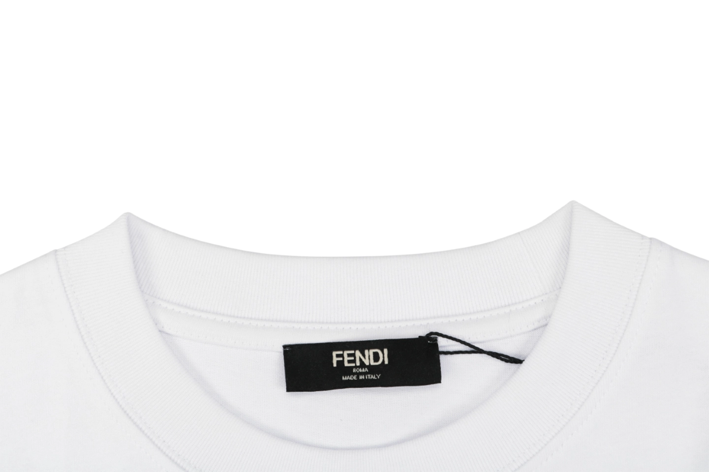 Fendi Gradient Logo Embroidered T-Shirt White Collar