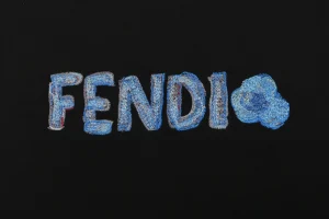 Fendi Gradient Logo Embroidered T-Shirt Black Front Brand