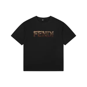 Fendi Melted Logo Embroidered T-Shirt Black Front view