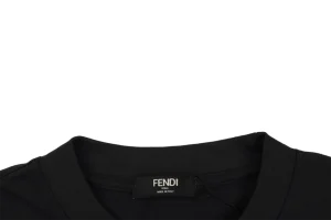 Fendi Melted Logo Embroidered T-Shirt Black Collar