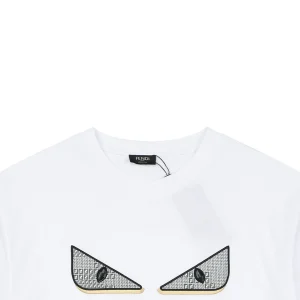 Fendi Monster Eyes Embroidered T-Shirt White