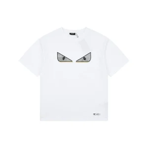 Fendi Monster Eyes Embroidered T-Shirt White Front view