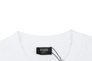 Fendi Monster Eyes Embroidered T-Shirt White Collar