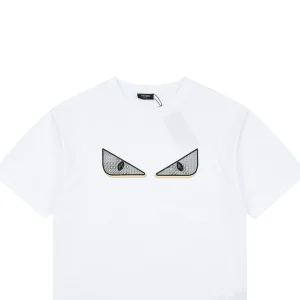 Fendi Monster Eyes Embroidered T-Shirt White