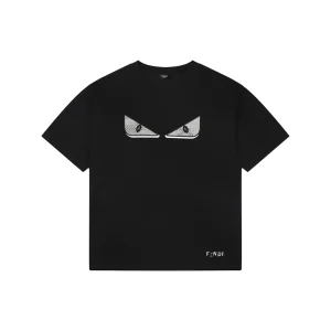 Fendi Monster Eyes Embroidered T-Shirt Black Front view