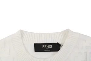 Fendi Tonal FF Monogram Knit T-Shirt Collar