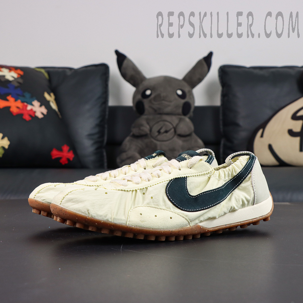 Jacquemus x Nike Moon Shoe SP “Alabaster” heel view featuring embossed Jacquemus branding on the back tab