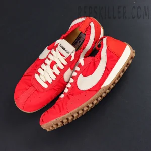 Jacquemus x Nike Moon Shoe SP “University Red” top view featuring vintage runner silhouette with Jacquemus branding