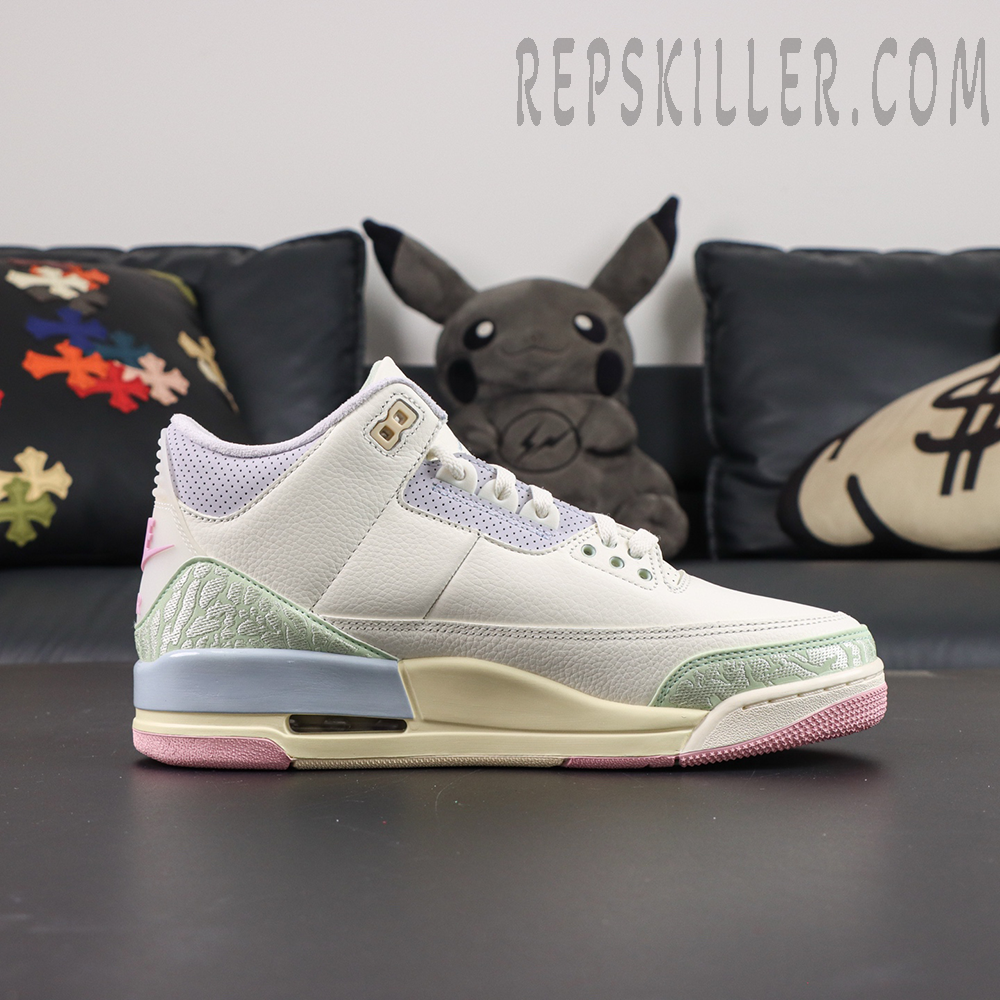 Jordan 3 Retro “Spring is In The Air” side profile featuring the classic Jordan 3 silhouette with fresh spring-inspired pastel tones