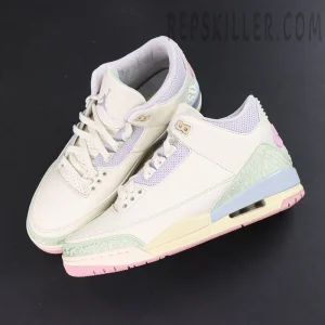 Jordan 3 Retro “Spring is In The Air” top angled view featuring soft spring pastel tones and the iconic Air Jordan 3 silhouette
