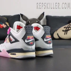 Jordan 4 Retro “Comic” rear angle showcasing iconic Nike Air heel branding and vintage-inspired midsole detailing