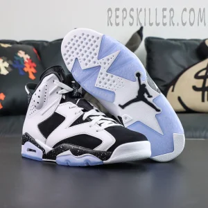 Jordan 6 “Oreo” outsole view featuring icy translucent traction and bold Jumpman branding