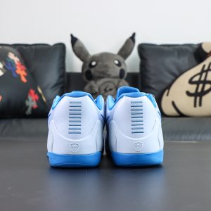 Nike Kobe 9 EM Protro “Hydrogen Blue” back view showcasing structured heel support and blue accent details for a performance-focused look