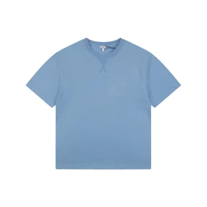 Loewe Anagram Shadow Embroidery T-Shirt Blue Front view