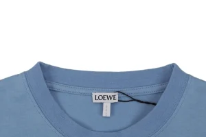 Loewe Anagram Shadow Embroidery T-Shirt Blue Collar