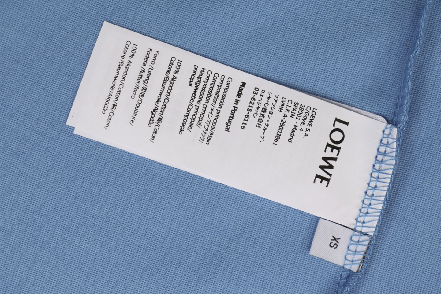 Loewe Anagram Shadow Embroidery T-Shirt Blue Wash label