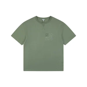 Loewe Anagram Shadow Embroidery T-Shirt Green Front view