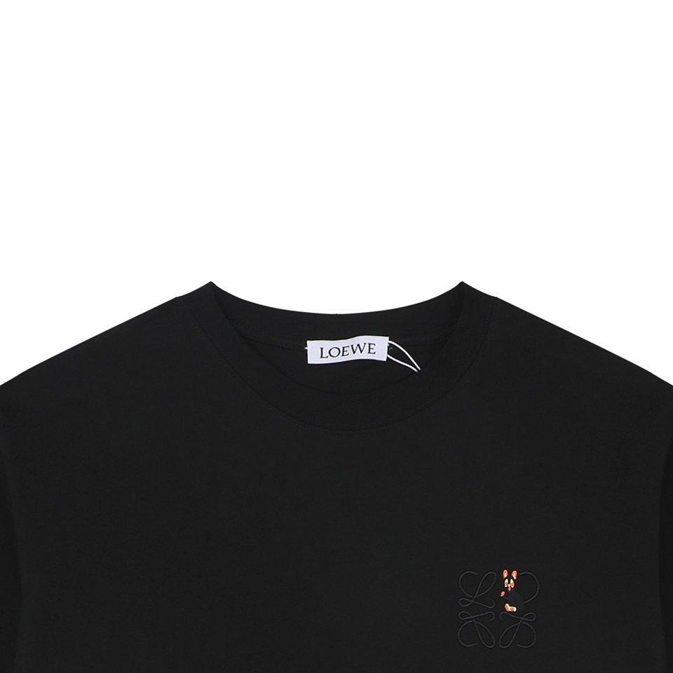 Loewe Black Cat Anagram Embroidered T-Shirt Black
