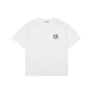 Loewe Black Cat Anagram Embroidered T-Shirt White Front view