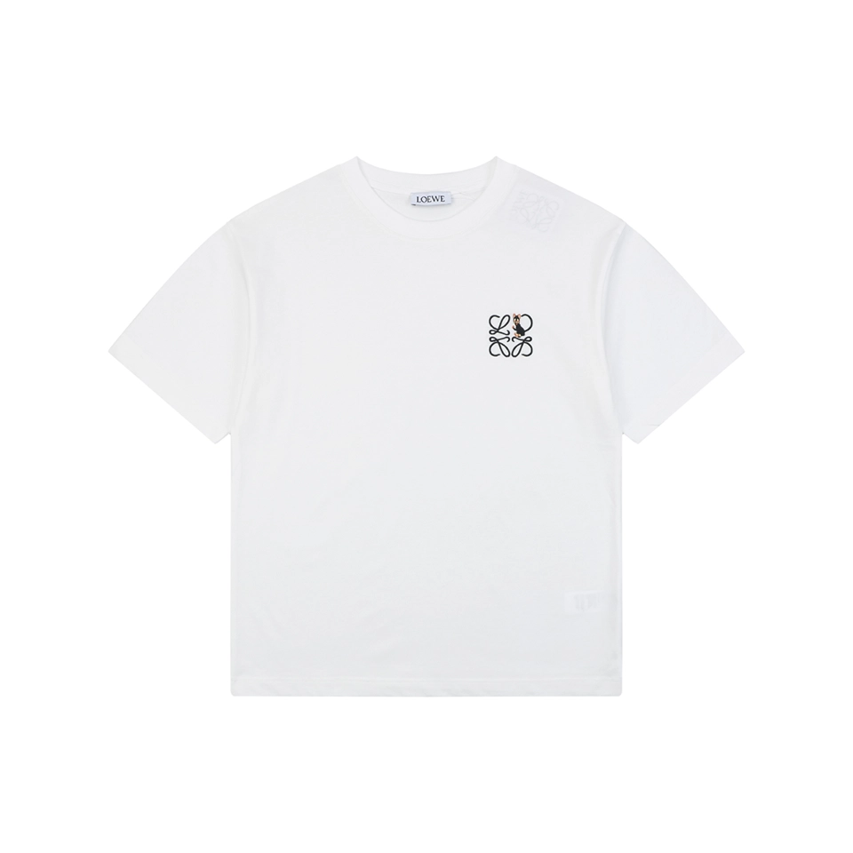 Loewe Black Cat Anagram Embroidered T-Shirt White Front view